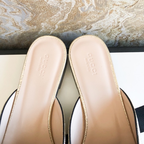 Gucci GG Marmont Gold Metallic Fringe Mule Loafers - Picture 10 of 12